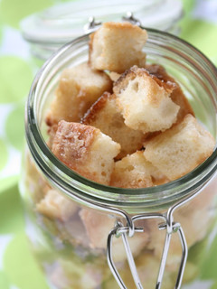 A picture of Baguette Rusks in a Frying Pan.