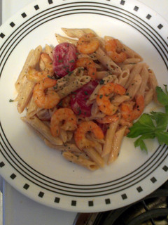 A picture of Mamas Shrimp Pasta.