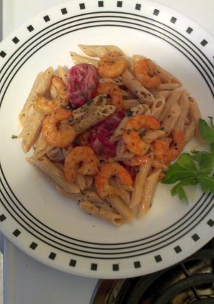A picture of Mamas Shrimp Pasta.