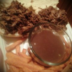 A picture of Amazing French Dip Sandwiches with Au Jus.