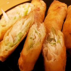 A picture of Very Easy Japanese Leek and Chicken Tenderloin Spring Rolls.