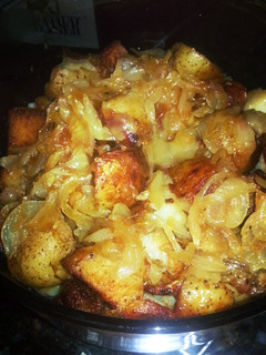 A picture of Potatoes with Caramelized Onions.