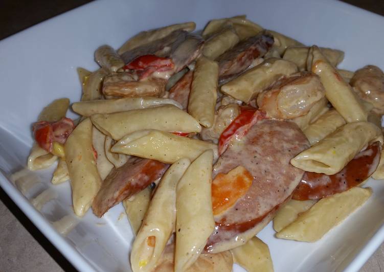 Easiest Way to Make Appetizing Cajun shrimp Mostaccioli pasta w/ andouille sausage