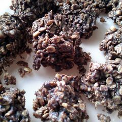 A picture of Dark Chocolate Coconut No Bake Cookies.