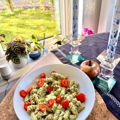 A picture of Sesame Coriander Pesto with Preserved Lemon.