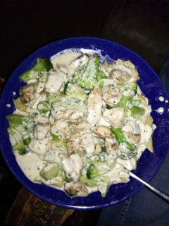 A picture of Chicken Alfredo.