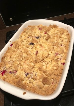 A picture of Apple & berry crumble.
