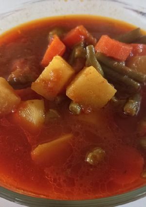 عکسی از دستور خوراک هویج و سیب زمینی بدون گوشت 🥕