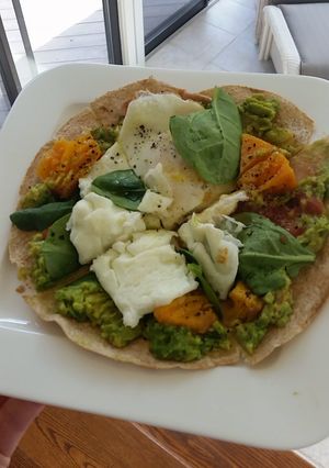 A picture of Breakfast flat bread.