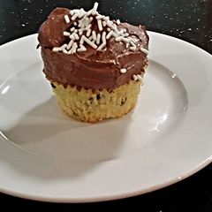 A picture of Chocolate Chip Cupcakes With Chocolate Ganache Frosting.