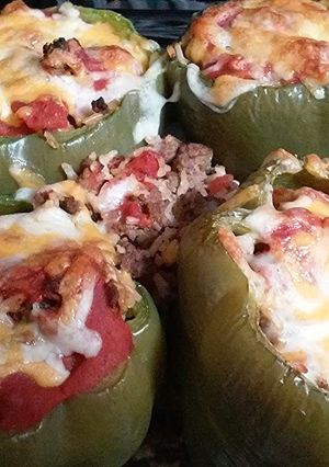 A picture of Spicy Stuffed Green Peppers.