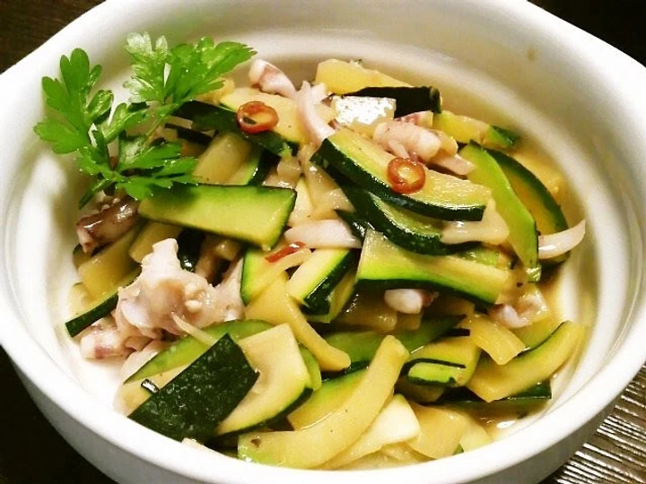 Recipe Sauteed Squid and Zucchini with Anchovies which Delicious