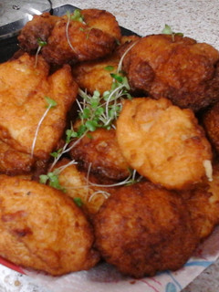 A picture of My Battered Smokey Bacon Bubble & Squeak.