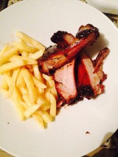 A picture of Barbecue Pork ribs in the oven.
