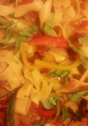 A picture of Italian Drunken Noodles.