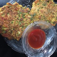 A picture of Potato Pancake with Veggies.
