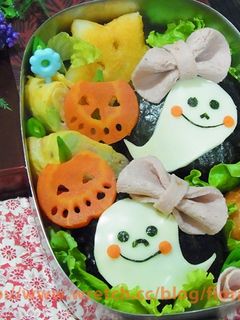 萬聖節造型便當--阿花幽靈 的食譜成品照片