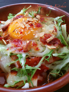 A picture of Kimchi Tofu Gratin with Tomatoes.