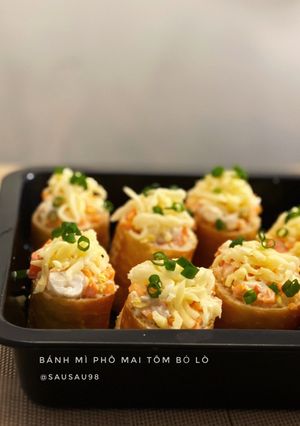 Hình của món Bánh mì tôm bỏ lò phô mai.