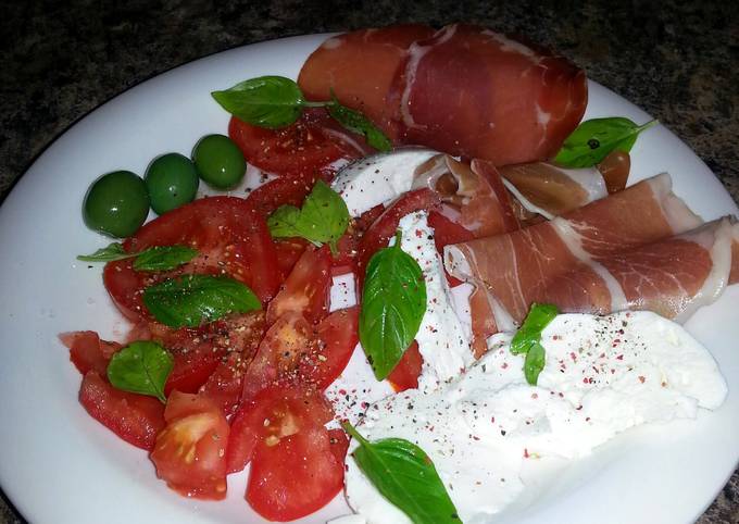 Simple Way to Make Super Quick Homemade Caprese Salad w Sicilian Olives &amp; Prosciutto