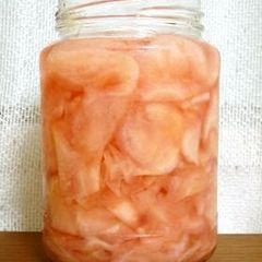 A picture of "Gari" Spring Ginger Pickled in Sweet Vinegar.