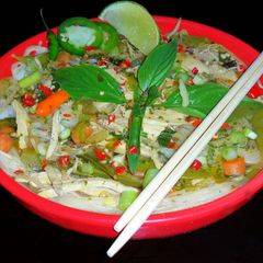 A picture of Mike's Spicy Thai Chicken Rice Noodle Soup.