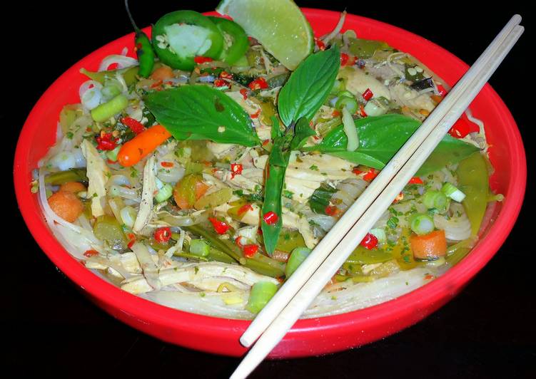 Recipe of Homemade Mike&#39;s Spicy Thai Chicken Rice Noodle Soup