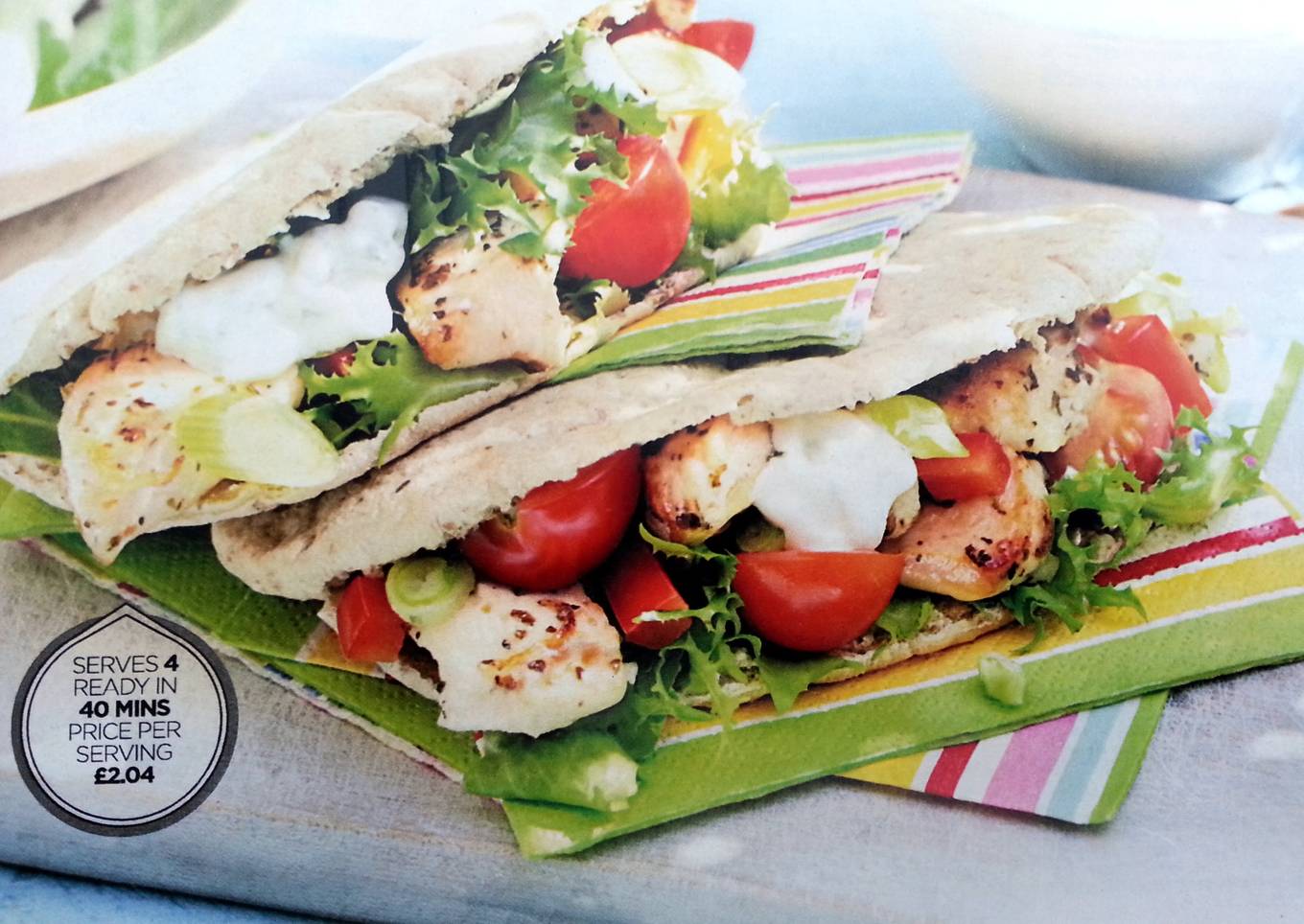 Greek style chicken pittas