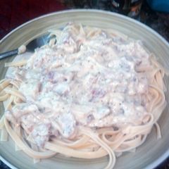 A picture of Stacy's Carbonara con Fetucchini (Sicilian).