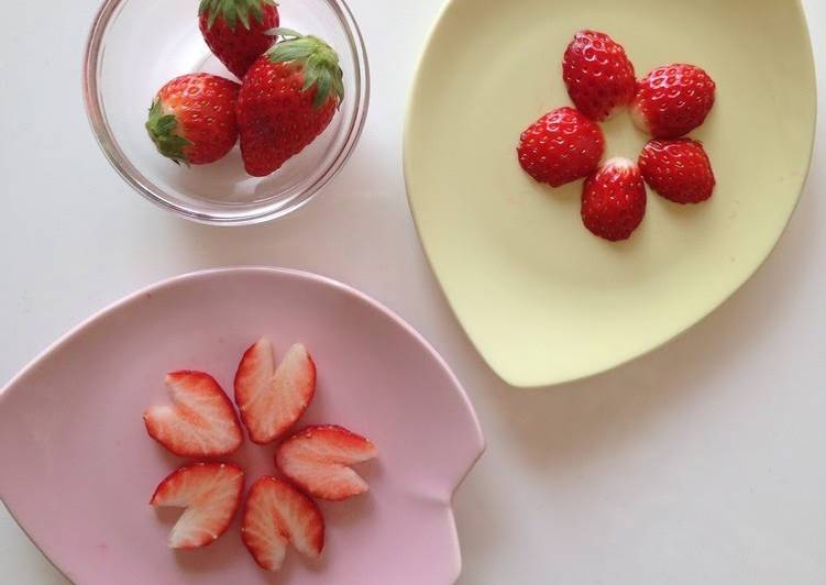 Simple Way to Make Homemade Sakura and Plum Flowers with Just 3 Strawberries