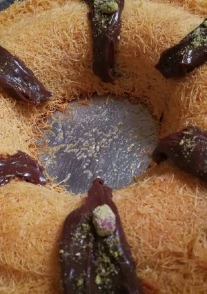 صورة لوصفة كنافة بالقشطة والشوكلاتة