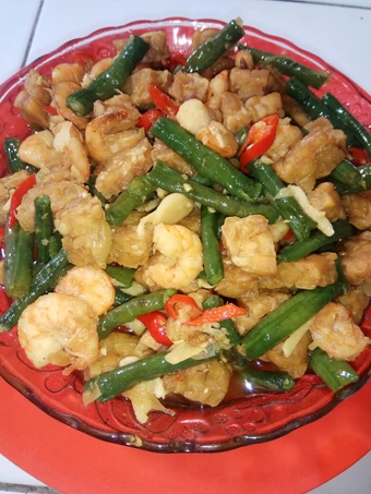 Cara Gampang Membikin Resep Tumis udang, kacang panjang campur tempe yang Lezat Sekali Anti Ribet, Menggugah Selera