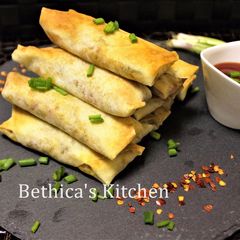 A picture of Baked Veggie Spring Rolls with Indian Flavour - Fusion Style.