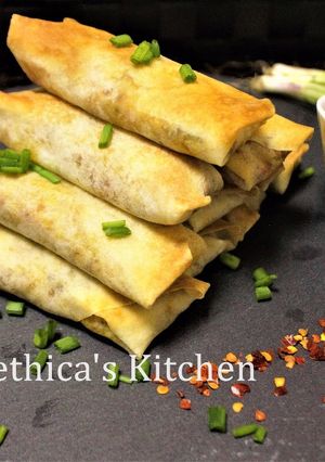 A picture of Baked Veggie Spring Rolls with Indian Flavour - Fusion Style.