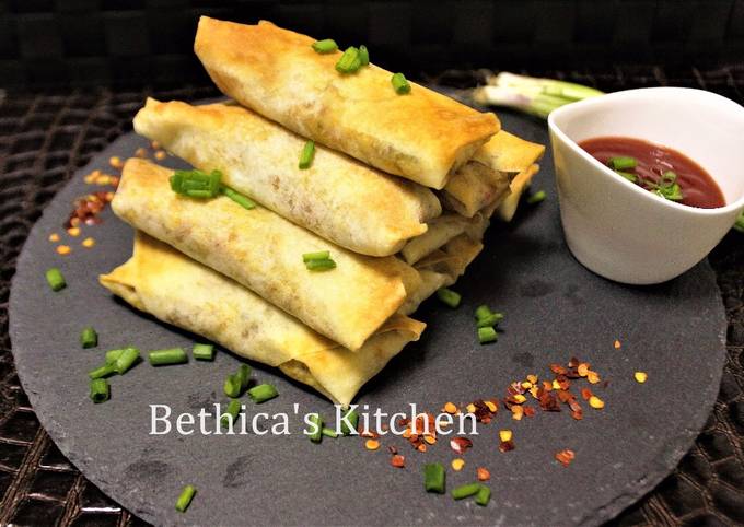 Baked Veggie Spring Rolls with Indian Flavour - Fusion Style