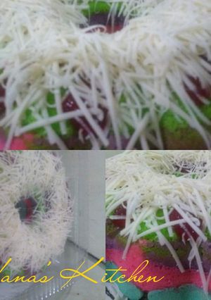 Foto resep Simple Steam Rainbow cake with strawberry jam and Ceddar Chesse