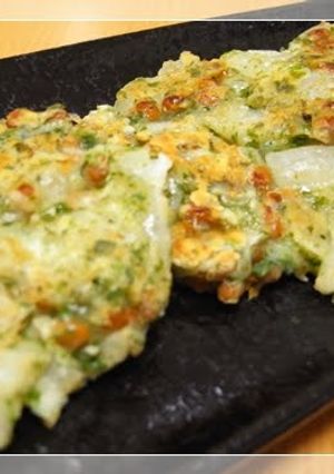 A picture of Sweet Onion and Natto Oyaki (Flat Cakes).