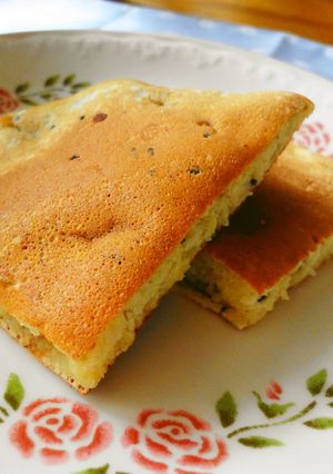 A picture of Black Sesame Seed Banana Pancakes with Whey.