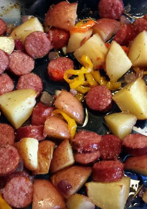 A picture of Sausage & Potato bake.
