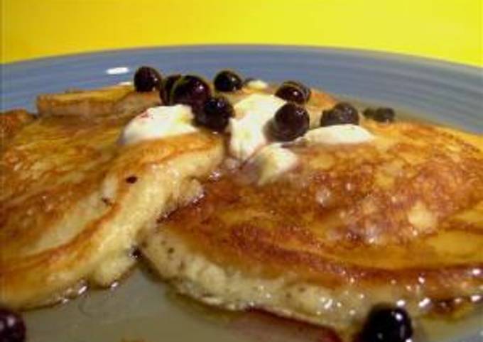 Lemon Cream Cheese Pancakes with Blueberries
