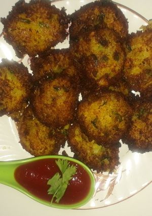 A picture of Potato rice flakes and corn cutlets.