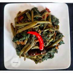 A picture of Louka ko Saag (Bottlegourd Greens in Nepali style).
