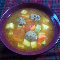 A picture of Mexican meatball soup.