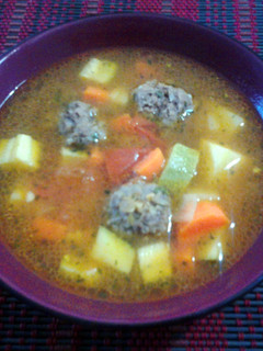 A picture of Mexican meatball soup.
