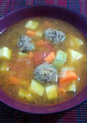A picture of Mexican meatball soup.