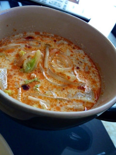 A picture of Sesame Soy Milk Soup with Ra-Yu.