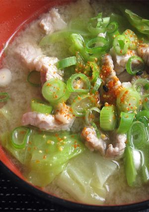 A picture of Pork & Cabbage Miso Soup.