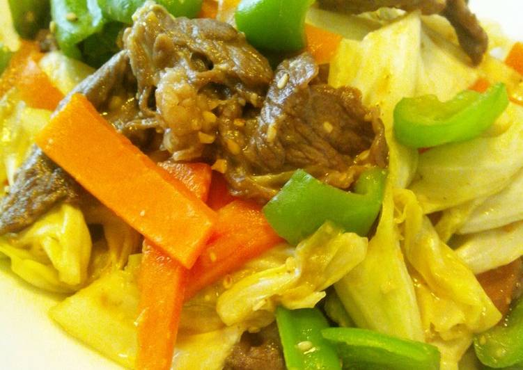 Steps to Make Homemade Beef and Miso Vegetable Stir Fry