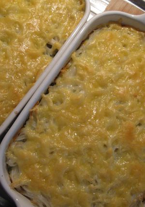 A picture of Low histamine corn and rice pasta with cauliflower and zucchini.