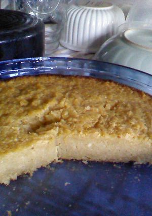 A picture of Cassava Cake (Malaysian Binka Ubi).